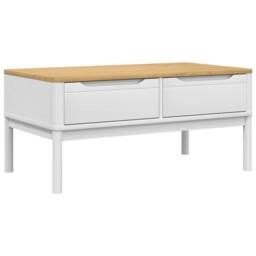 Berkfield Home Beautiful Coffee Table FLORO White 99x55.5x45 cm Solid Pine Wood - thumbnail 3