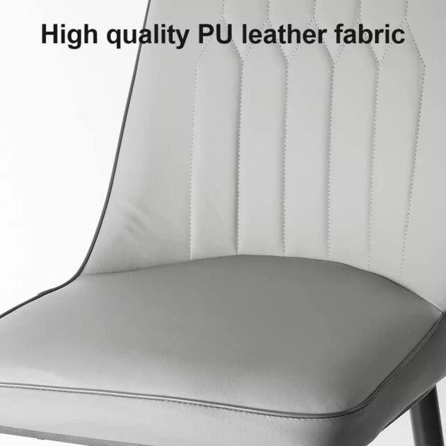 FLAVORA 2x Armless Faux Leather Dining Chairs Metal Legs Modern Home in Grey - Size: 100 cm x 15 cm - image 1