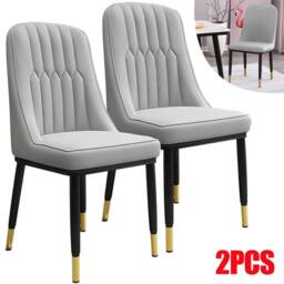 FLAVORA 2x Armless Faux Leather Dining Chairs Metal Legs Modern Home in Grey - Size: 100 cm x 15 cm - thumbnail 5