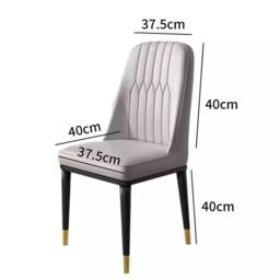 FLAVORA 2x Armless Faux Leather Dining Chairs Metal Legs Modern Home in Grey - Size: 100 cm x 15 cm - thumbnail 2