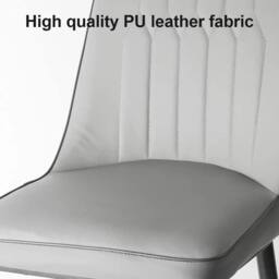 FLAVORA 2x Armless Faux Leather Dining Chairs Metal Legs Modern Home in Grey - Size: 100 cm x 15 cm