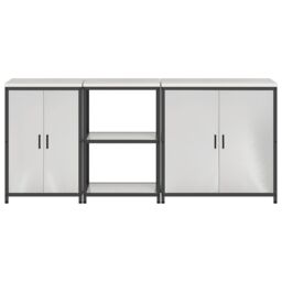 Berkfield Home with Shelf Other with Storage with Door 3 pcs Stainless steel in Silver - thumbnail 9