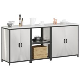 Berkfield Home with Shelf Other with Storage with Door 3 pcs Stainless steel in Silver - thumbnail 3