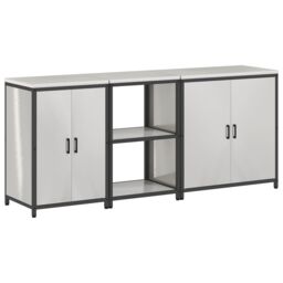 Berkfield Home with Shelf Other with Storage with Door 3 pcs Stainless steel in Silver - thumbnail 2