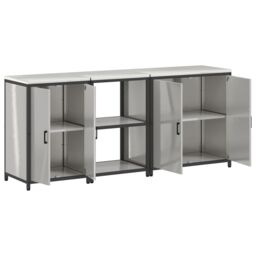 Berkfield Home with Shelf Other with Storage with Door 3 pcs Stainless steel in Silver - thumbnail 8