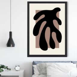 ARTZE Matisse Floral Cutout Cream & Brown Framed Print SIZE: A2 with Black Frame - Size: A4 - thumbnail 2