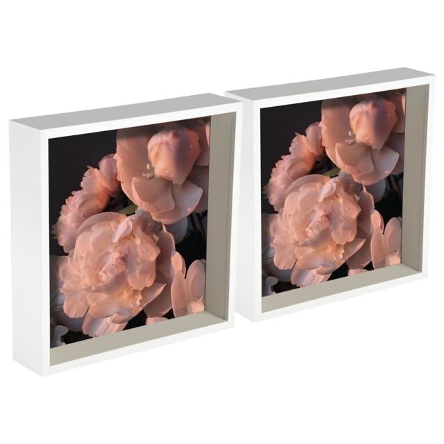"Nicola Spring 3D Deep Box Photo Frames - 10 x 10"" - Pack of 2 in White" - image 1