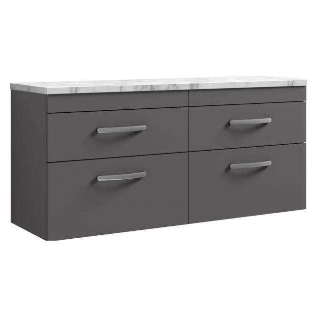 Balterley Millwich 4 Drawer Wall Hung Vanity Unit, Gloss Grey, 1200mm in Grey - image 1