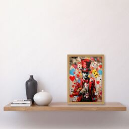 Artery8 Wall Art Print The King of Hearts Modern Magician Magical Artwork Playing Cards Artwork Framed A4 in Light Oak - thumbnail 2