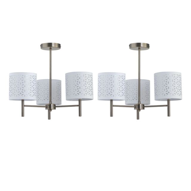 First Choice Lighting Set of 2 Brea - Antique Brass Light Fittings with White Cut Out Shades in Gold - image 1