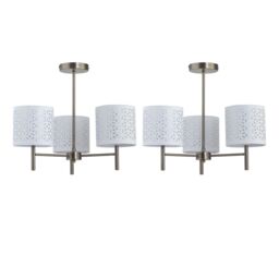 First Choice Lighting Set of 2 Brea - Antique Brass Light Fittings with White Cut Out Shades in Gold - thumbnail 1