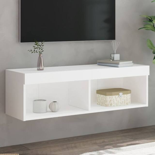 Berkfield Home TV Cabinet with LED Lights White 100x30x30 cm - Size: 100 x 30 x 30 cm - image 1