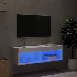 Berkfield Home TV Cabinet with LED Lights White 100x30x30 cm - Size: 100 x 30 x 30 cm - thumbnail 3