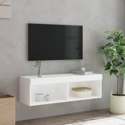 Berkfield Home TV Cabinet with LED Lights White 100x30x30 cm - Size: 100 x 30 x 30 cm - thumbnail 5