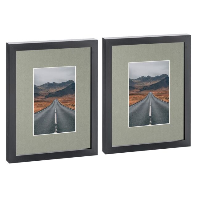 "Nicola Spring Photo Frames with 4"" x 6"" Mount - 8"" x 10"" - White Mount - Pack of 2 in Black" - image 1