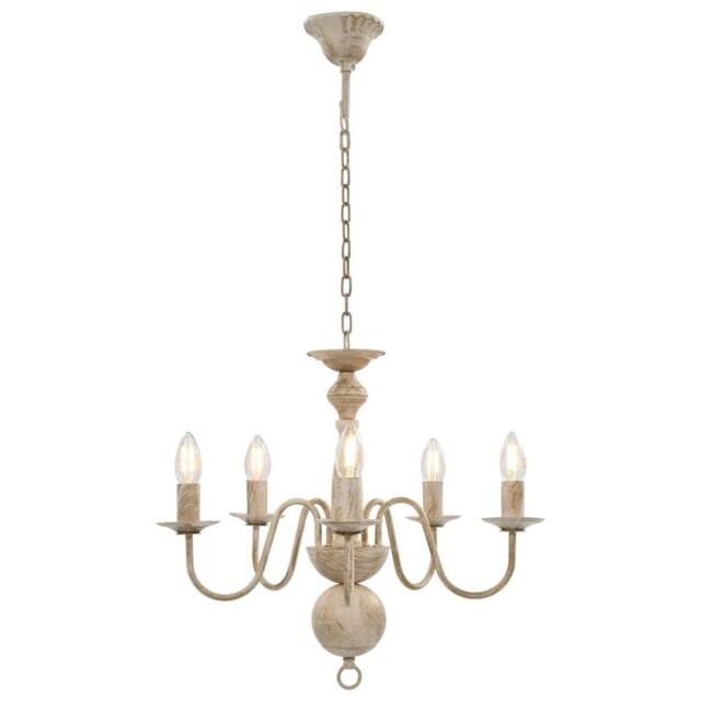 Berkfield Home Elegant Chandelier Antique White 5 x E14 Bulbs in Off-White - image 1