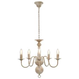 Berkfield Home Elegant Chandelier Antique White 5 x E14 Bulbs in Off-White - thumbnail 1
