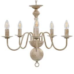 Berkfield Home Elegant Chandelier Antique White 5 x E14 Bulbs in Off-White - thumbnail 4