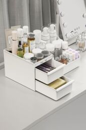 Living and Home Cosmetic Organisers for Skincare Organiser, Desk Organizer for Dresser and Bathroom in White - thumbnail 5