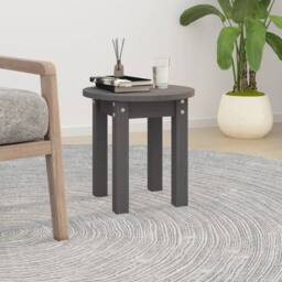 Berkfield Home Coffee Table Grey Ã˜ 35x35 cm Solid Wood Pine in Charcoal - thumbnail 2