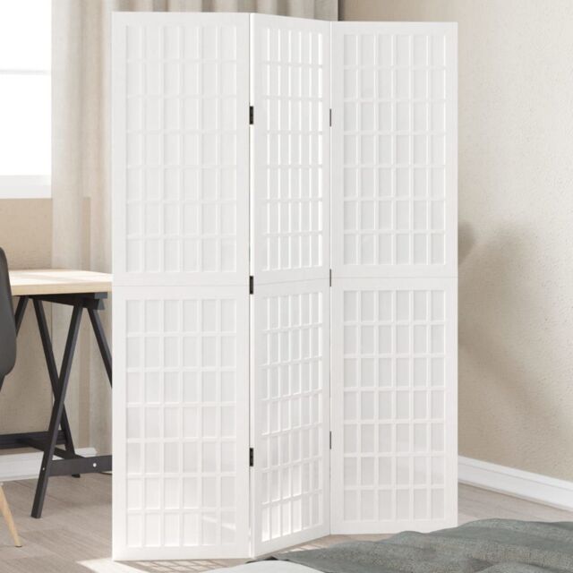 Berkfield Home Room Divider 3 Panels White Solid Wood Paulownia - image 1