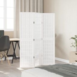 Berkfield Home Room Divider 3 Panels White Solid Wood Paulownia - thumbnail 3
