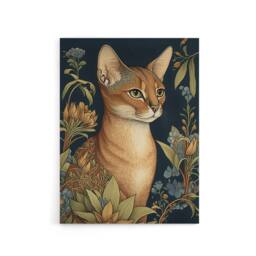 "Artery8 Abyssinian Cat & Flowers Art Nouveau Canvas Wall Art Print - Size: W18"" x H24""" - thumbnail 1