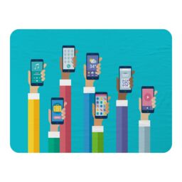 Benjamin Tate Design Hands Holding Smart Phones Blanket in Natural - Size: 120 cm x 150 cm - thumbnail 1