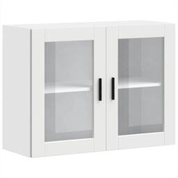 Berkfield Home Kitchen Wall Cabinet with Glass Door Porto White - thumbnail 1