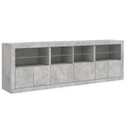 Berkfield Home Sideboard with LED Lights Concrete Grey 202x37x67 cm - Size: 202 x 37 x 67 cm - thumbnail 6