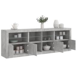 Berkfield Home Sideboard with LED Lights Concrete Grey 202x37x67 cm - Size: 202 x 37 x 67 cm - thumbnail 2
