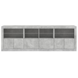 Berkfield Home Sideboard with LED Lights Concrete Grey 202x37x67 cm - Size: 202 x 37 x 67 cm - thumbnail 7