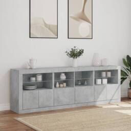 Berkfield Home Sideboard with LED Lights Concrete Grey 202x37x67 cm - Size: 202 x 37 x 67 cm - thumbnail 4