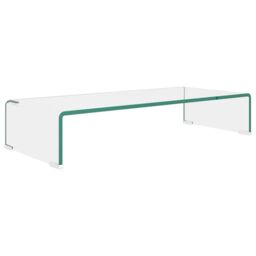 Berkfield Home TV Stand/Monitor Riser Glass Clear 70x30x13 cm - Size: 70 x 30 x 13 cm - thumbnail 2
