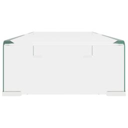 Berkfield Home TV Stand/Monitor Riser Glass Clear 70x30x13 cm - Size: 70 x 30 x 13 cm - thumbnail 4