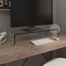 Berkfield Home TV Stand/Monitor Riser Glass Clear 70x30x13 cm - Size: 70 x 30 x 13 cm - thumbnail 1