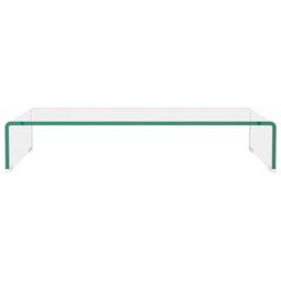 Berkfield Home TV Stand/Monitor Riser Glass Clear 70x30x13 cm - Size: 70 x 30 x 13 cm - thumbnail 3