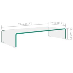 Berkfield Home TV Stand/Monitor Riser Glass Clear 70x30x13 cm - Size: 70 x 30 x 13 cm - thumbnail 6