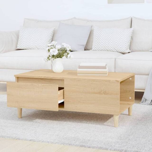 Berkfield Home Decorative Coffee Table Sonoma Oak 90x50x36.5 cm Engineered Wood in Light Tan - image 1