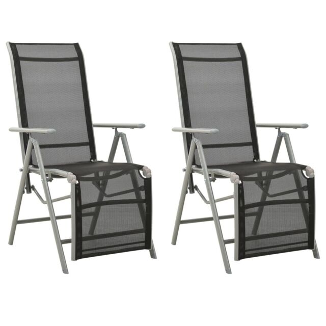 Berkfield Home Reclining Garden Chairs 2 pcs Textilene & Aluminium Silver in Black - image 1