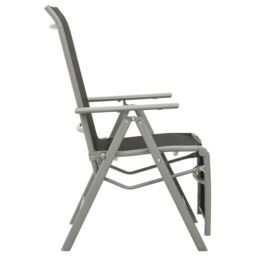 Berkfield Home Reclining Garden Chairs 2 pcs Textilene & Aluminium Silver in Black - thumbnail 4