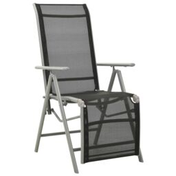 Berkfield Home Reclining Garden Chairs 2 pcs Textilene & Aluminium Silver in Black - thumbnail 2