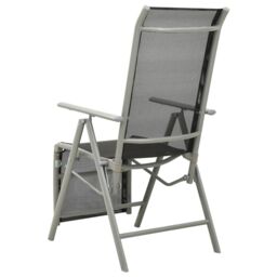Berkfield Home Reclining Garden Chairs 2 pcs Textilene & Aluminium Silver in Black - thumbnail 5