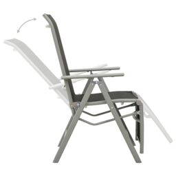 Berkfield Home Reclining Garden Chairs 2 pcs Textilene & Aluminium Silver in Black - thumbnail 6
