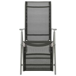 Berkfield Home Reclining Garden Chairs 2 pcs Textilene & Aluminium Silver in Black - thumbnail 3