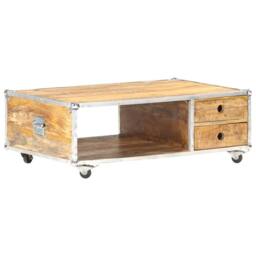 Berkfield Home Stunning Coffee Table 89x59x33 cm Solid Rough Mango Wood in Brown - Size: 89 x 59 x 33 cm - thumbnail 2