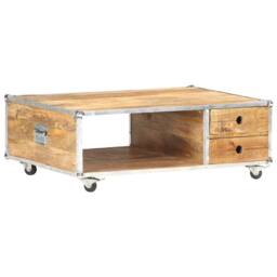 Berkfield Home Stunning Coffee Table 89x59x33 cm Solid Rough Mango Wood in Brown - Size: 89 x 59 x 33 cm - thumbnail 9