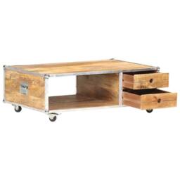 Berkfield Home Stunning Coffee Table 89x59x33 cm Solid Rough Mango Wood in Brown - Size: 89 x 59 x 33 cm - thumbnail 3