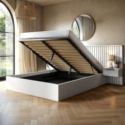 Solace+Co Taylor Hotel Ottoman Bed with Side Tables White - Size: Double - thumbnail 2