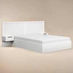Solace+Co Taylor Hotel Ottoman Bed with Side Tables White - Size: Double - thumbnail 4